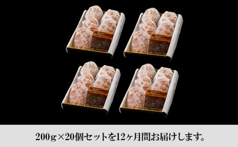 定期便12カ月 お楽しみ 白老牛 ジューシー ハンバーグ セット 20個 網脂 特製ソース 手造り 手ごね BY105