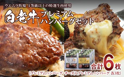【12月20日決済確定分まで年内発送】白老牛プレミアムハンバーグセット（6枚）