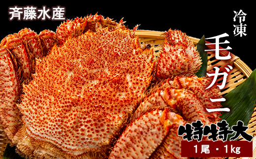 【12月23日決済確定分まで年内発送】特特大サイズ！冷凍毛がに約1kg×1尾【斉藤水産】 AM150