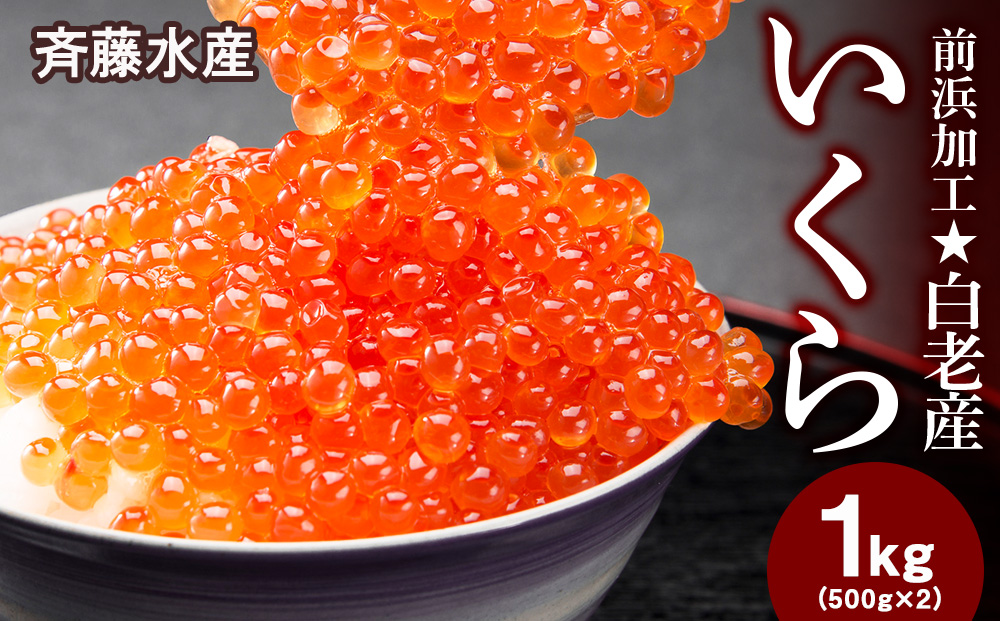 【12月23日決済確定分まで年内発送】いくら 北海道 白老産 前浜加工  500g×2パック 計1kg ＜斉藤水産＞ AM171