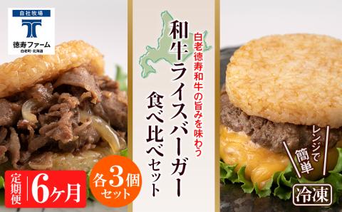 定期便 6カ月 和牛 ライスバーガー 食べ比べ 6個セット＜徳寿＞