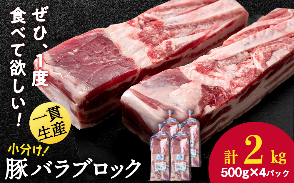 北海道産 白老豚 バラ ブロック 500g×4パック 豚 豚肉 白老 北海道 焼肉 BV078