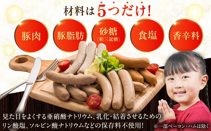 【全6回定期便】【結着剤・発色剤・保存料不使用】 放牧豚 ハム・ソーセージ＆スライス肉セット（ハム・ソーセージ9種/スライス肉4種） 【ファーマーズファクトリー株式会社】 ハム ウインナー チョリソー ロース 詰め合わせ 北海道 [AXBA020]