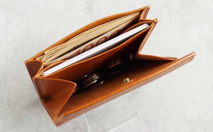 tanikoオリジナル セカンド財布（紺）《厚真町》【Taniko leather】 [AXAP019]