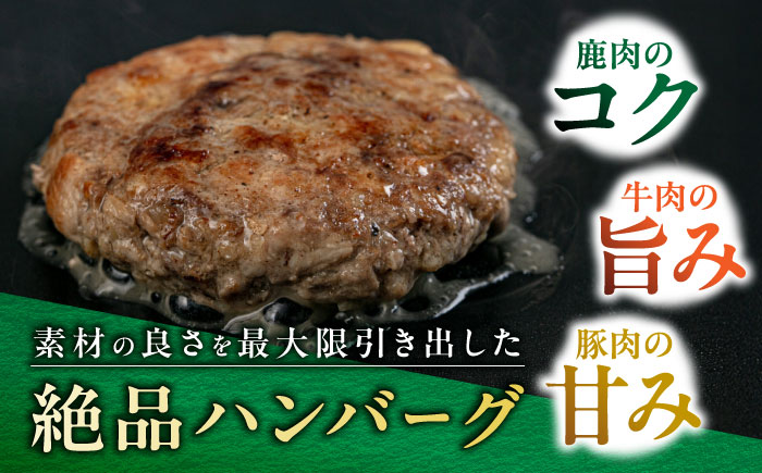 【全2回定期便】【蝦夷鹿×牧草牛×放牧豚】ハンバーグ 10個《厚真町》【GOODGOOD株式会社】 ハンバーグ 鹿肉 牛肉 豚肉 小分け 冷凍配送 北海道 [AXBP030]