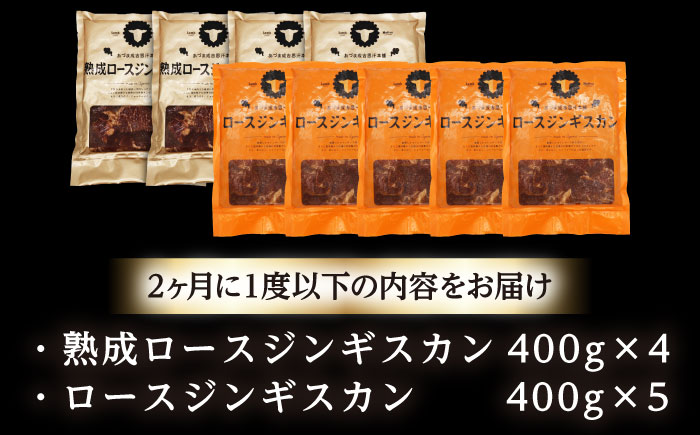 【隔月全3回定期便】ジンギスカン2種セット 計3.6kg（熟成ロース400gx4・ロース400gx5）【Fセット】《厚真町》【有限会社市原精肉店】 ジンギスカン 羊肉 マトン ロース 焼肉用 味付き 小分け 冷凍配送 北海道 [AXAA048]