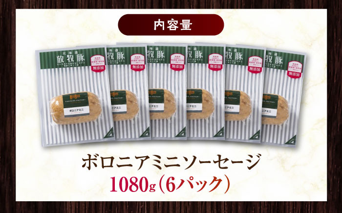 放牧豚 ボロニアミニソーセージ 計1,080g（180g×6）《厚真町》　【ファーマーズファクトリー株式会社】 [AXBA107]