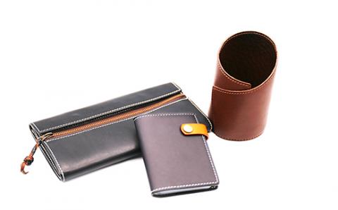 tanikoオリジナル 革3点セット（長財布・眼鏡スタンド・カードケース）Dセット《厚真町》【Taniko leather】 革 革小物 レザー 作家物 長財布 財布 メガネ メガネスタンド カード ケース ギフト 北海道 [AXAP004]