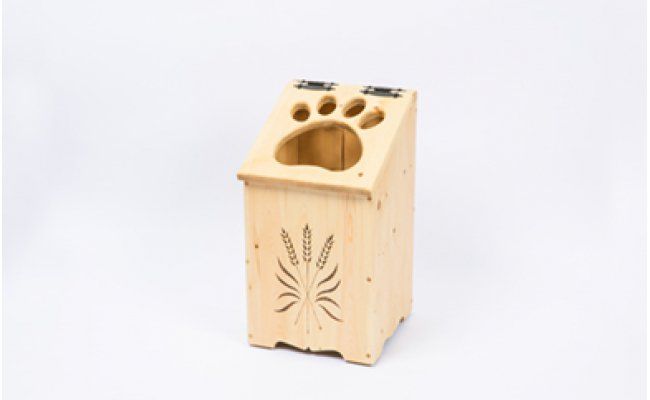 北海道産 天然木の手づくり ゴミ箱（犬の肉球）《厚真町》【木工房TANAKA】 ごみ箱 ゴミ箱 木製 天然木 カトラリー 日用品 雑貨 食器 犬 北海道 [AXAU015] 30000 30000円