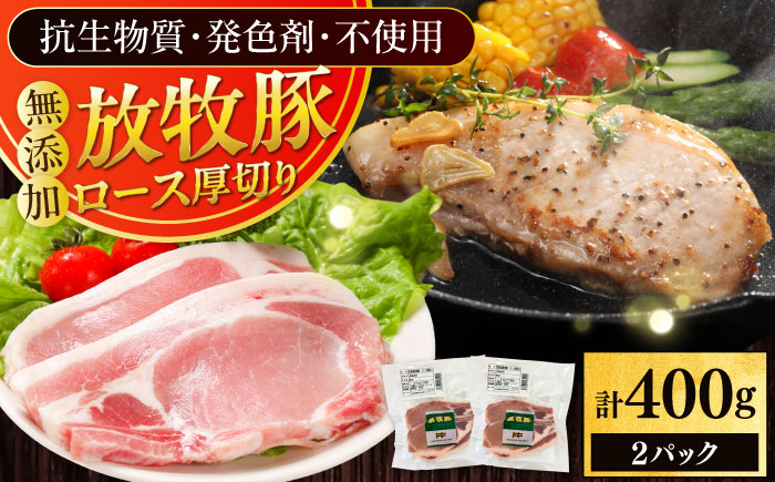 放牧豚ロース 厚切り 計400g（200g×2）《厚真町》　【ファーマーズファクトリー株式会社】 [AXBA139]