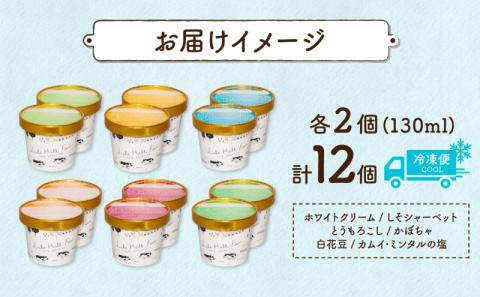 北海道 まきばのジェラート 6種  各2個 計12個 セット ジェラート ミルク 赤しそ カムイミンタルの塩 とうもろこし かぼちゃ 白花豆 アイスクリーム 保存料不使用 シャーベット 地産地消