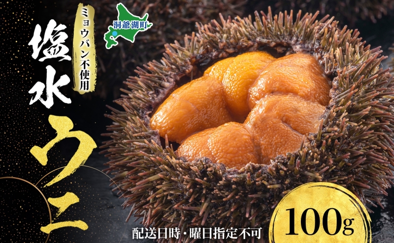 北海道 塩水 ウニ 100g 1パック 1月下旬頃～3月中旬頃まで順次出荷 バフン ムラサキ うに 雲丹 海鮮 ミョウバン不使用 小川商店