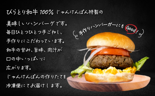 【平取町産じゃんけんぽん特製】びらとり和牛100%ハンバーグ×5枚 BRTF001