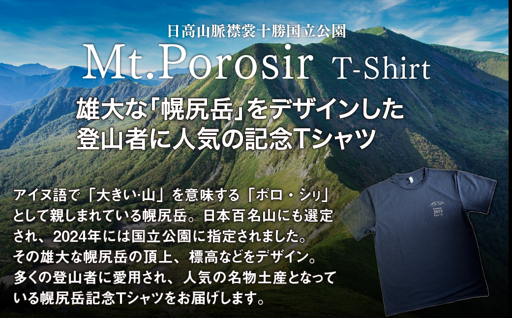 【日本百名山】幌尻岳記念Tシャツ 選べるサイズ S M L XL（紺 Sサイズ） BRTJ021