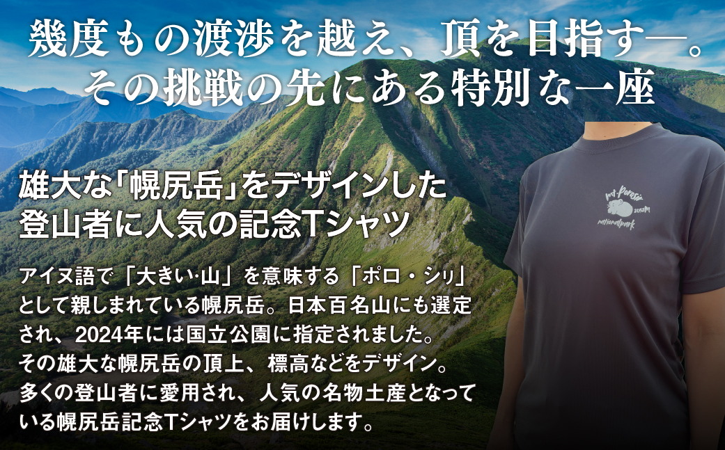 【日本百名山】【2026年限定】幌尻岳記念山詩Tシャツ（グレー Lサイズ） BRTJ042