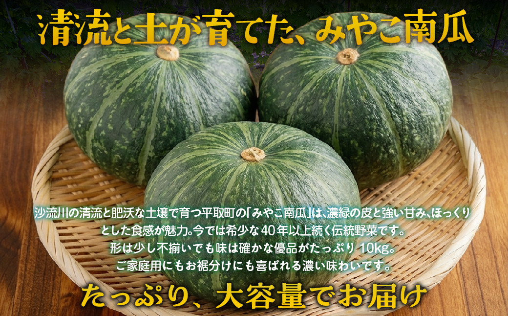 【先行予約/8月以降発送】【家庭用】【北海道平取町産】優品 みやこカボチャ１箱7玉サイズ10kg BRTO005