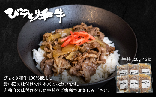 【12/24まで年内発送】びらとり和牛牛丼120ｇ6個 BRTB033