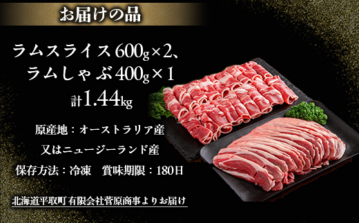 北海道民おすすめ『ラムスライス』&『ラムしゃぶ』づくしセット1.6kg BRTI006
