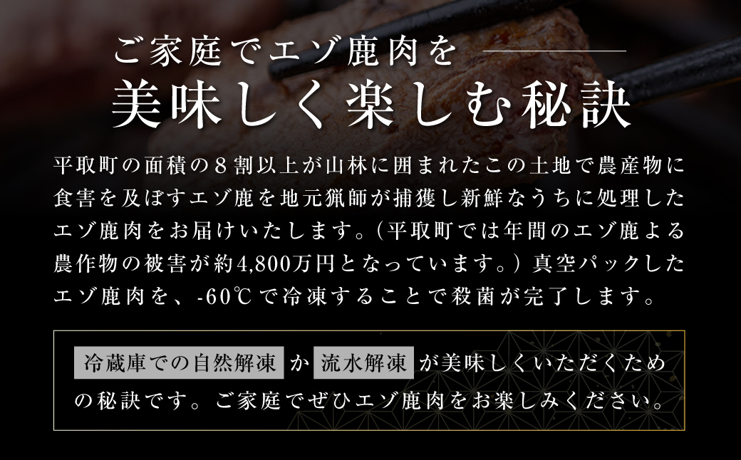 【12/20まで年内発送】【ヘルシー/やわらかい】平取町産エゾシカ肉ジンギスカン ロース味付き500g×2パック 計1kg BRTS002