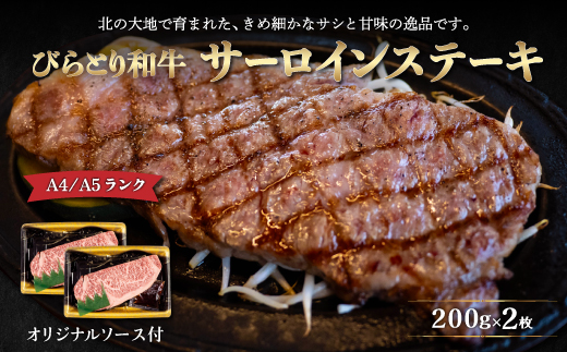 【A4/A5ランク黒毛和牛】びらとり和牛サーロインステーキ200ｇ2枚オリジナルソース付 BRTB001