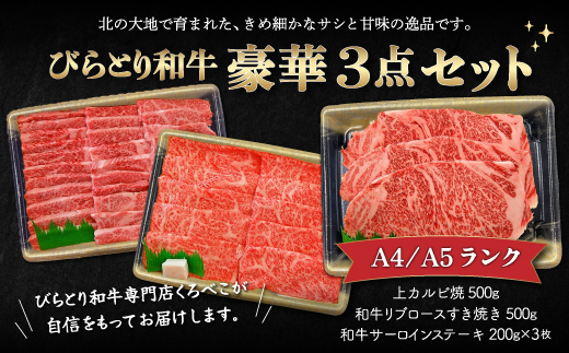 【12/24まで年内発送】【A4/A5ランク黒毛和牛】びらとり和牛豪華3点セット　オリジナルタレ付き BRTB025