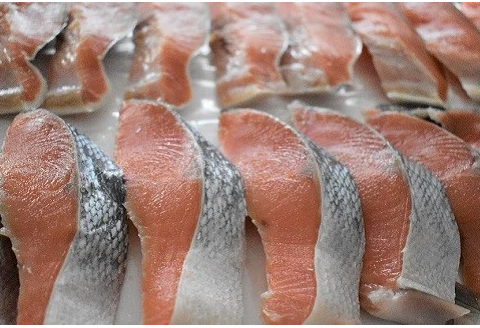 北海道日高産 新巻鮭姿切身(網元仕込み)1.4kg前後[01-169]