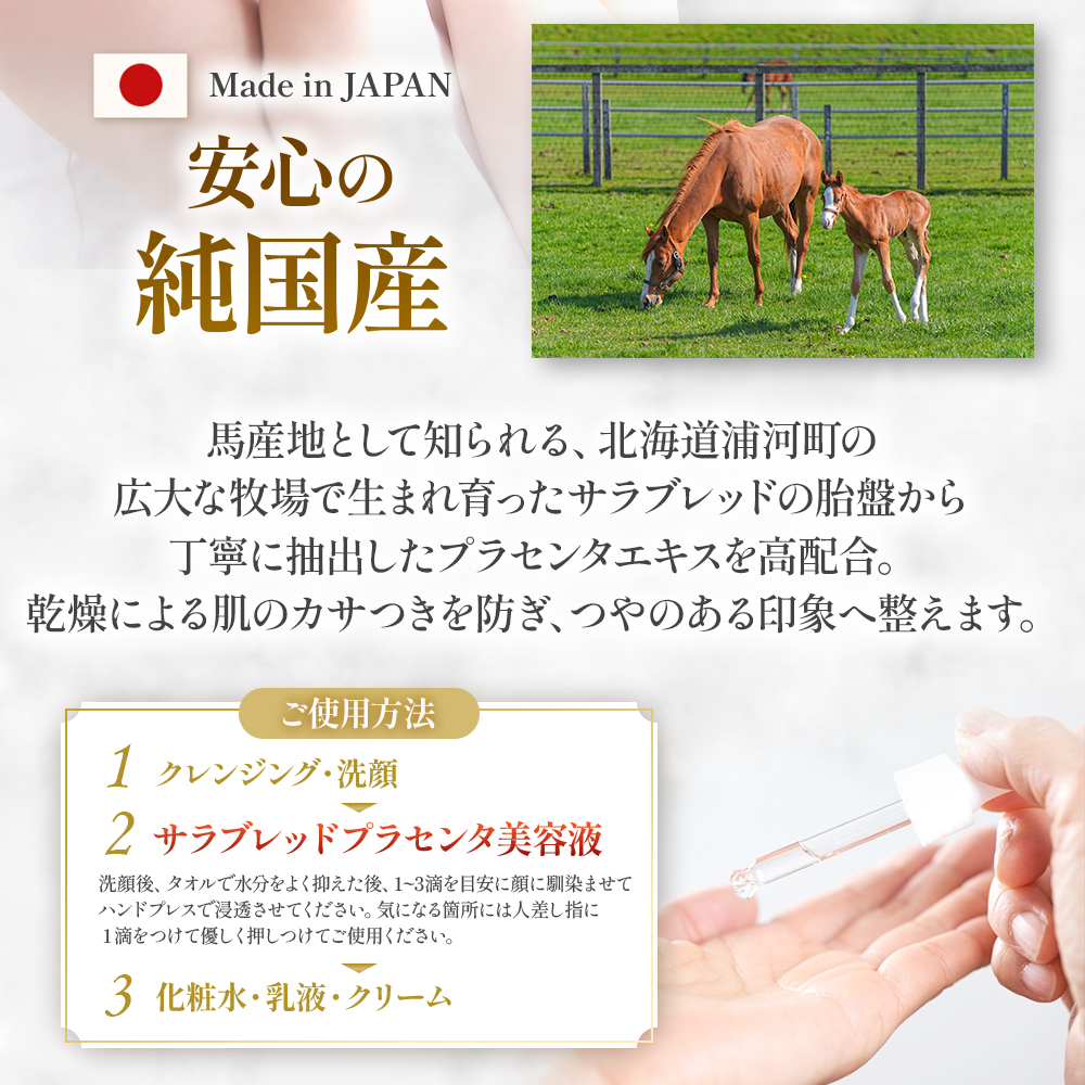 北海道浦河町産サラブレッド「Le Belle Jumentプラセンタ美容液」5ml×1本[61-1610]
