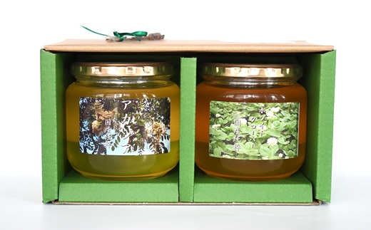 国産純粋完熟はちみつ大瓶セット(アカシア・ホワイトクローバー)580g×2本[16-1524]