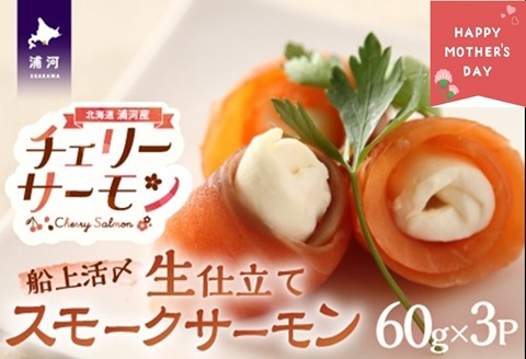 【母の日対応】船上活〆「生仕立て」スモークサーモン60g×3P[01-1580]