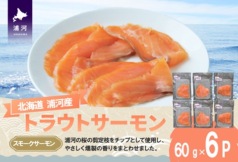 北海道浦河町産『トラウトサーモン』のスモークサーモン×6P[02-1510]