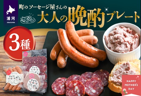 【母の日対応】町のソーセージ屋さんの「大人の晩酌プレート3種」セット[09-1583]