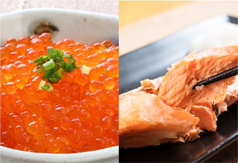 北海道日高産「塩いくら」＆「骨とりチェリーサーモン(甘塩)切身」のセット [15-1470]