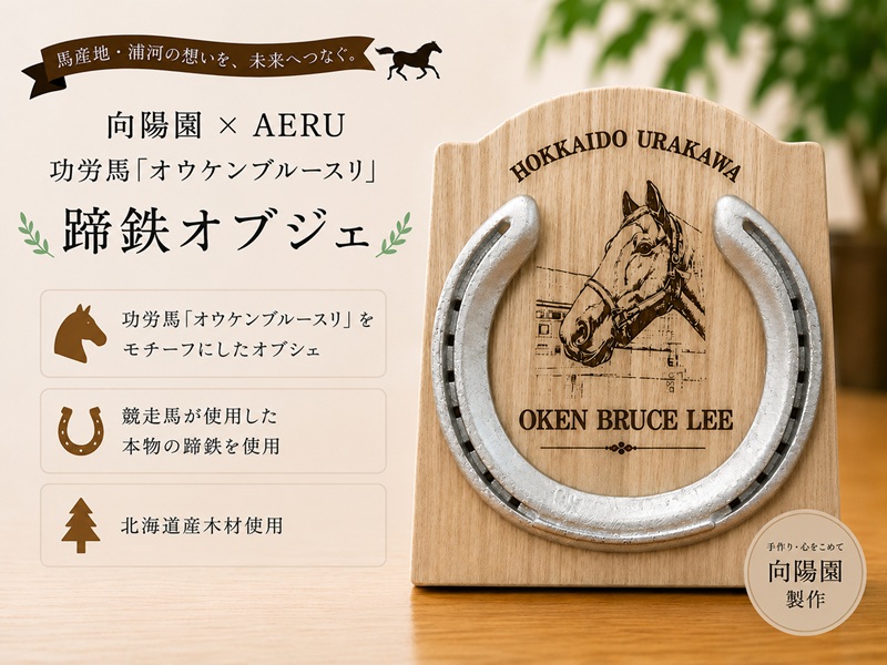 向陽園×AERU 功労馬「オウケンブルースリ」蹄鉄オブジェ[35-1639]
