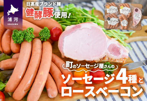 町のソーセージ屋さんの「ソーセージ4種とベーコン(計660g)」セット[09-1013]