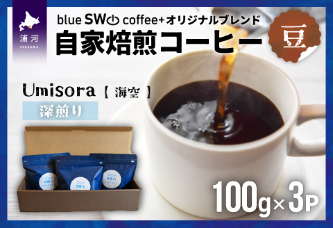 自家焙煎オリジナルブレンド『Umisora(海空)[豆]』(100g×3P)[49-1280]