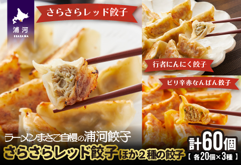 さらさらレッド餃子ほか2種の餃子(行者にんにく・ピリ辛)20個入×各1袋[04-1106]