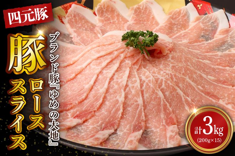 【えりも町生まれ 四元豚】ゆめの大地豚ローススライス200g×15パック計3kg【er020-003】