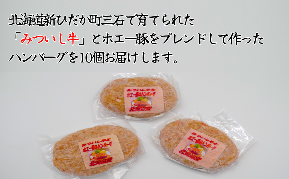 北海道産 黒毛和牛 みついし牛 と ホエー豚 ハンバーグ 計 1