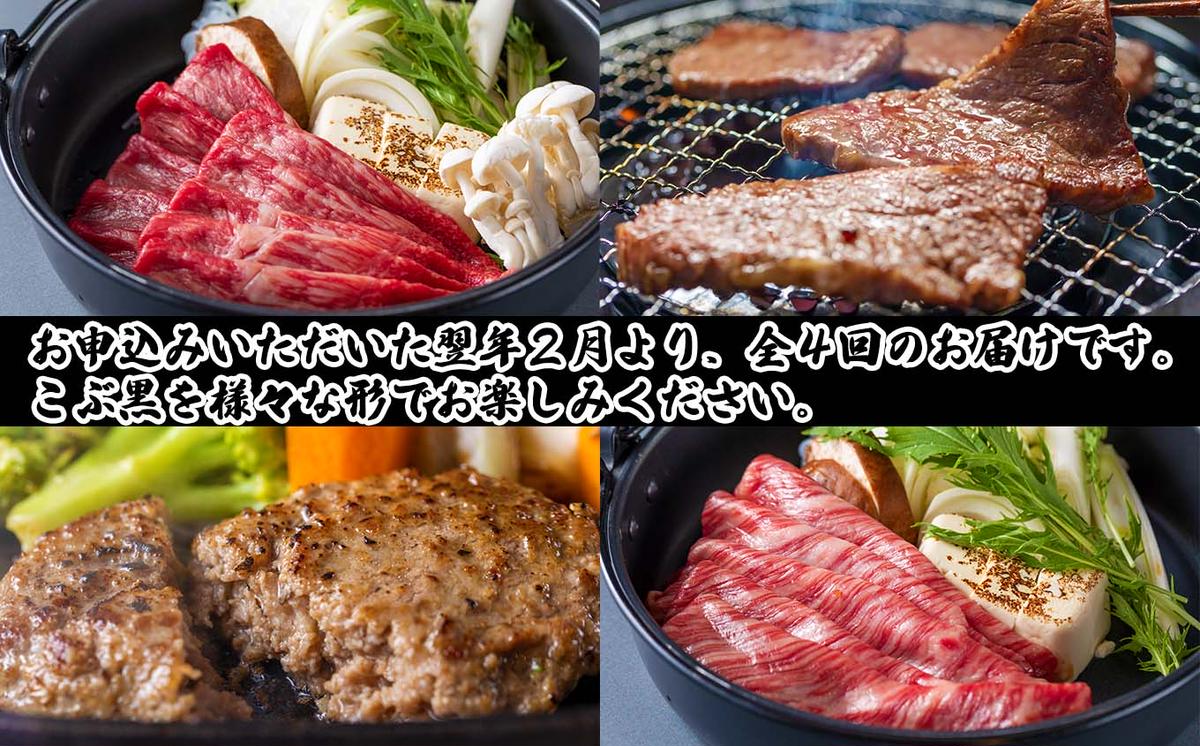 ＜定期便4回＞ 北海道産 黒毛和牛 こぶ黒 A5 贅沢 わくわく 