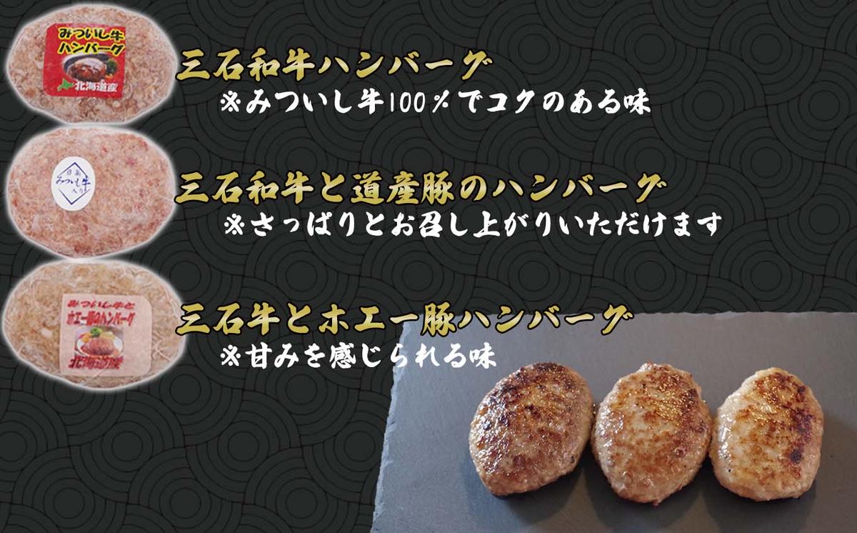 北海道産 黒毛和牛 みついし牛 ハンバーグ 3種 計 900g ( 100g 