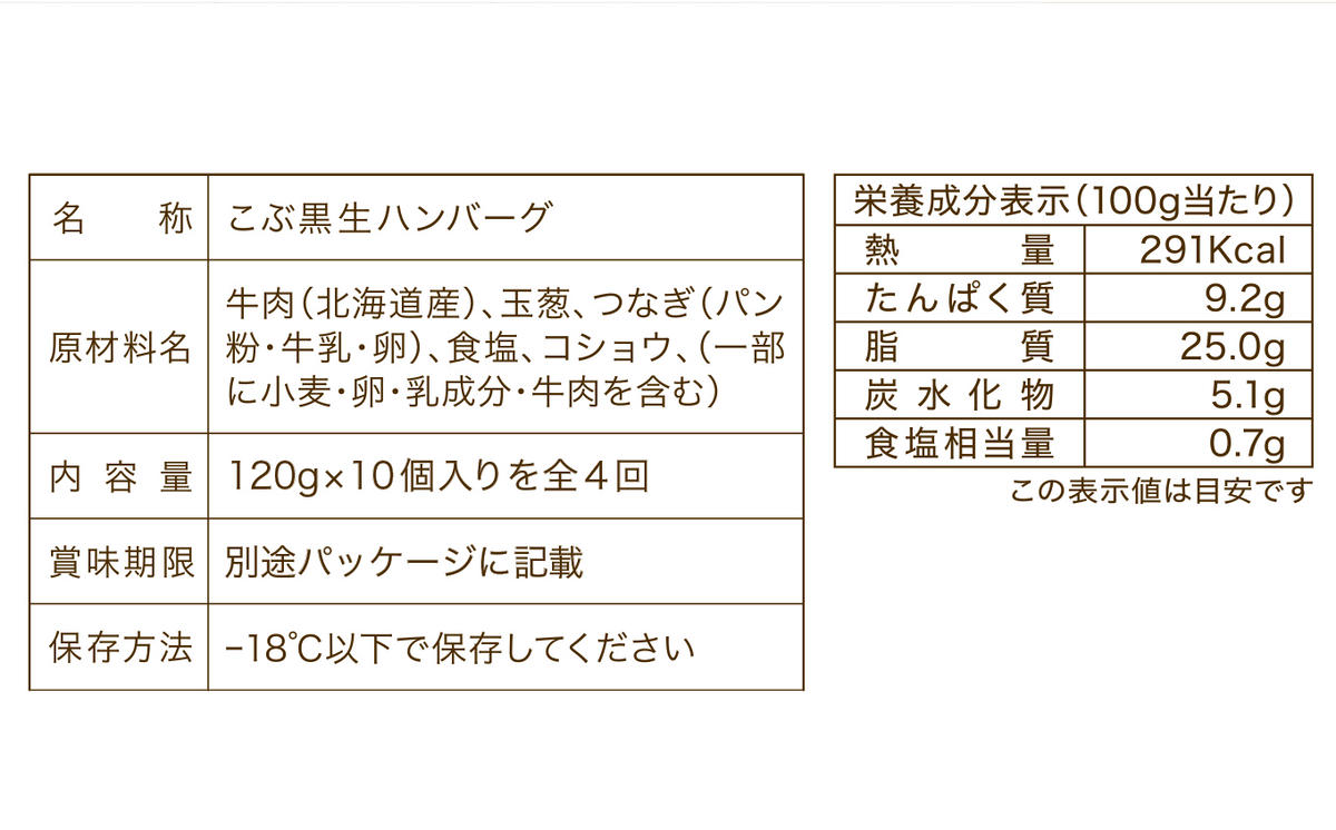 ＜ 定期便 4回 ＞北海道産 黒毛和牛 こぶ黒 ハンバーグ 全40