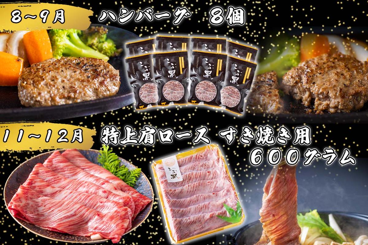 ＜定期便4回＞ 北海道産 黒毛和牛 こぶ黒 A5 贅沢 わくわく 