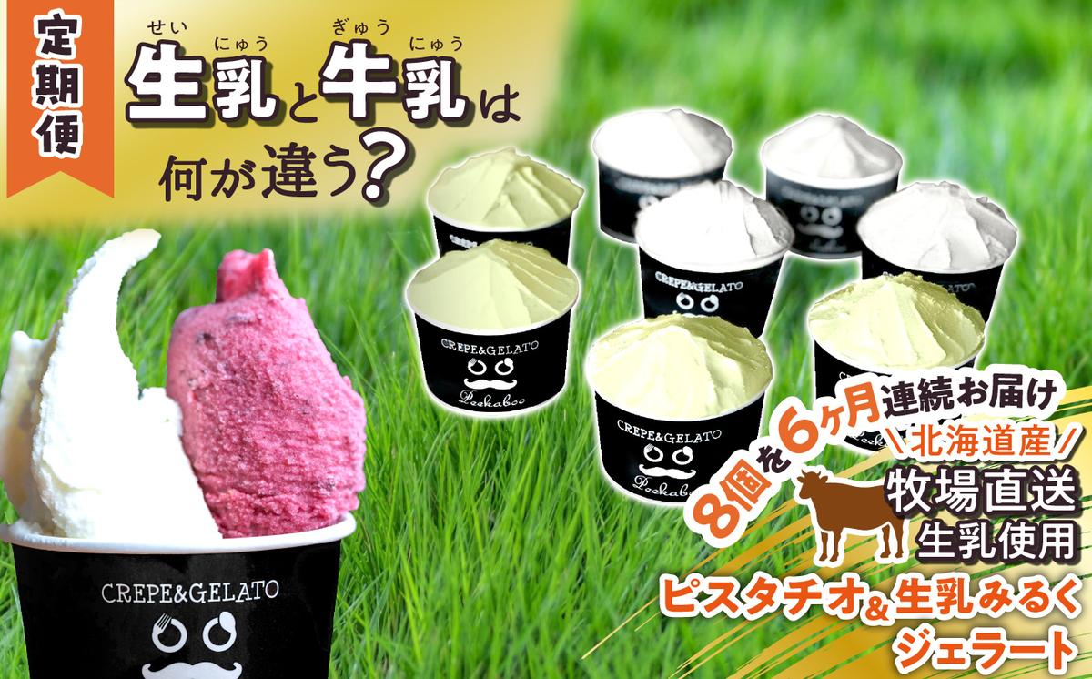 ＜6ヶ月定期便＞北海道産 生乳 ジェラート アイス 毎月8個 
