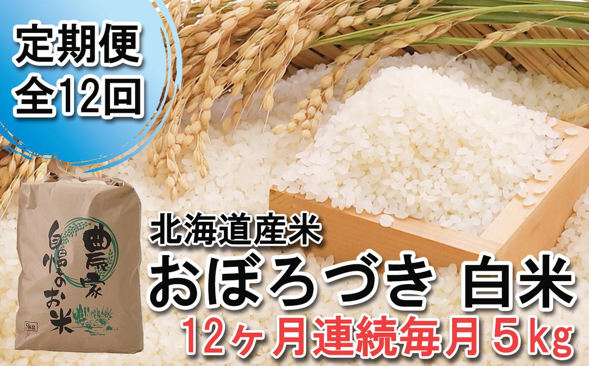 ＜ 定期便 12回 ＞ 北海道産 希少米 おぼろづき 白米 5kg 毎月