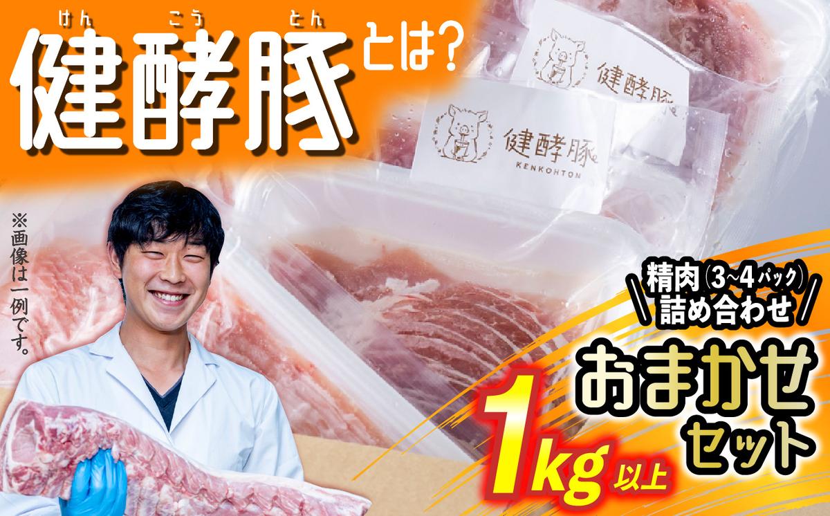北海道産 健酵豚 精肉 おまかせ セット 1kg 以上( 3～4パック 