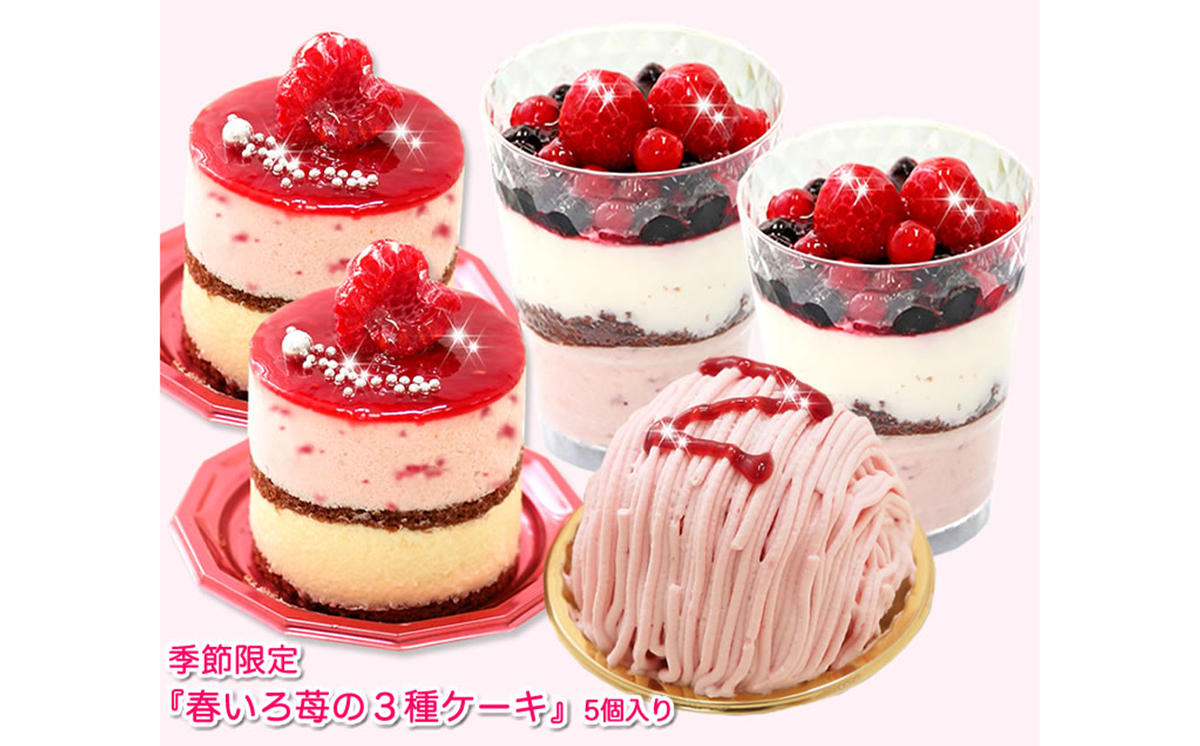 【3月中旬から発送】季節限定！苺の3種ケーキ　北海道・新