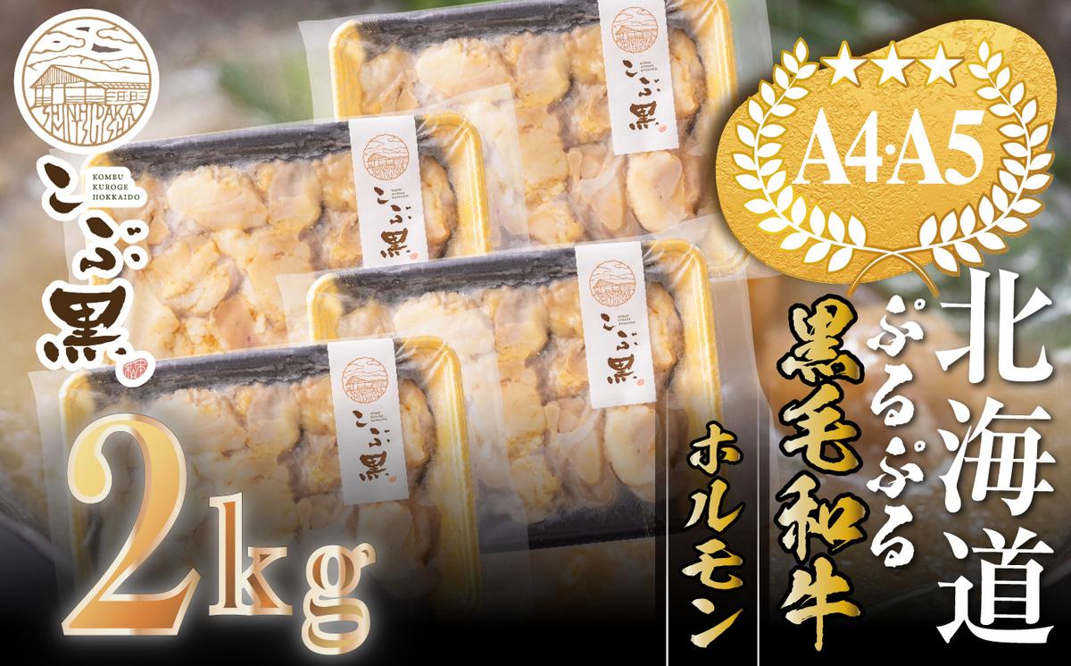 北海道産 黒毛和牛 こぶ黒 ぷるぷる 和牛 ホルモン 計 2kg (50