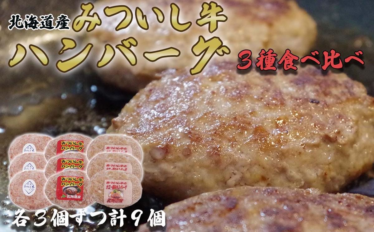 北海道産 黒毛和牛 みついし牛 ハンバーグ 3種 計 900g ( 100g