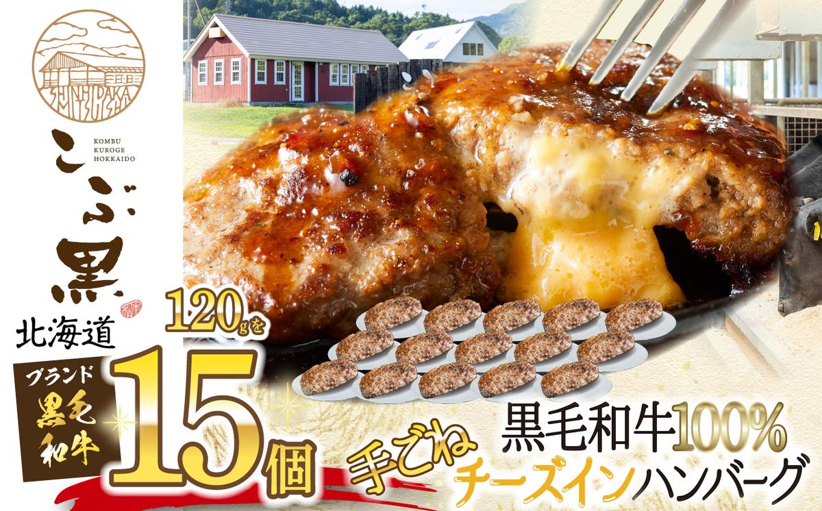 北海道産 黒毛和牛 こぶ黒 チーズ イン ハンバーグ 15個  和