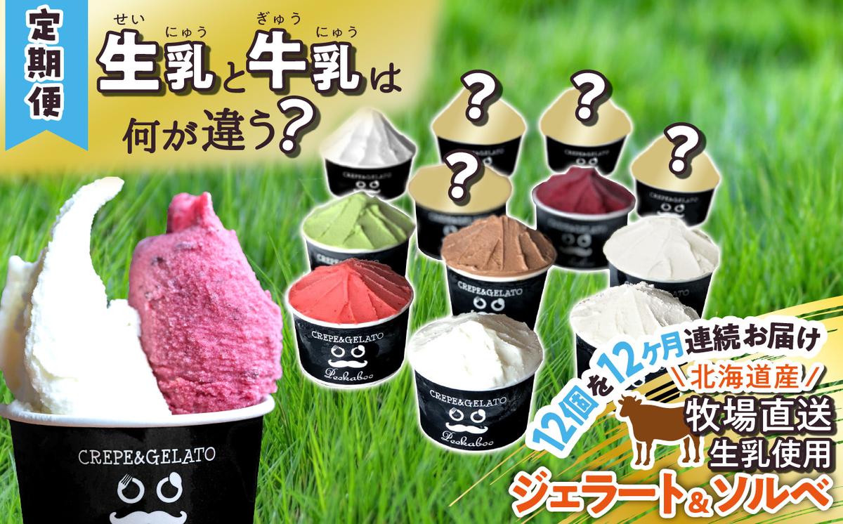 ＜12ヶ月定期便＞北海道産 生乳 ジェラート アイス 毎月12個